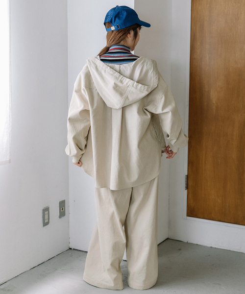 POU DOU DOU(プードゥドゥ)の「コーデュロイフーディシャツジャケット(その他アウター・レディース・キナリ/ダークグレー・M)」の11枚目の写真