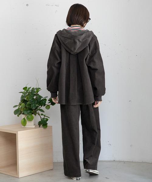 POU DOU DOU(プードゥドゥ)の「コーデュロイフーディシャツジャケット(その他アウター・レディース・キナリ/ダークグレー・M)」の19枚目の写真