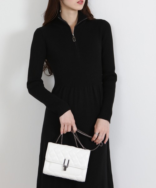 セール】リングジップ ハーフジップ ニットワンピース（ワンピース