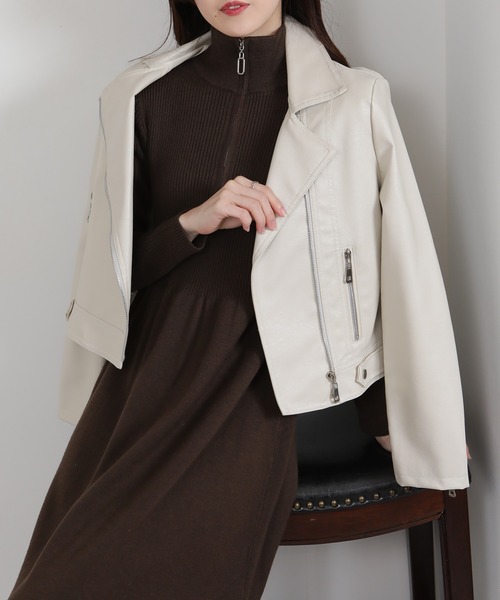 セール】リングジップ ハーフジップ ニットワンピース（ワンピース