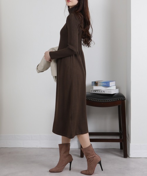 セール】リングジップ ハーフジップ ニットワンピース（ワンピース