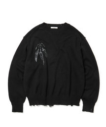 ETCE（イーティーシーイー）の「FEATHER DAMAGE KNIT (BLACK)（ニット/セーター）」
