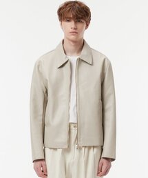 AOTT（アンアウトピット）の「クロップビーガンレザージャケットクリーム（ライダースジャケット）」