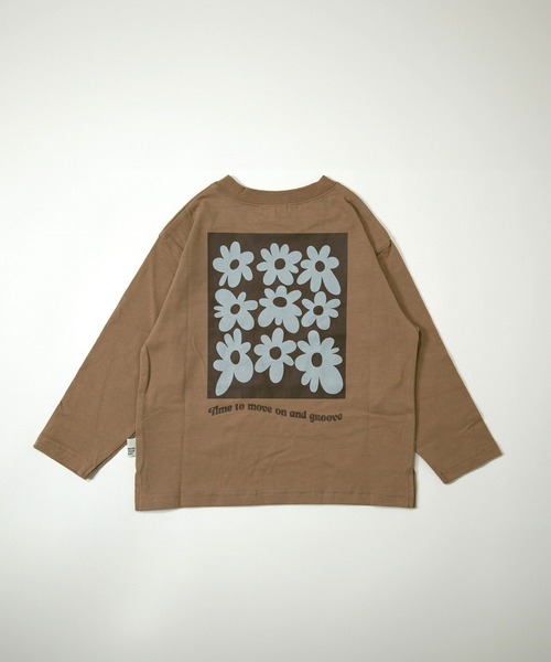 MAKE YOUR DAY(メイクユアデイ)の「レトロフラワープリントファミリー長袖Tシャツ■80~140cm(Tシャツ/カットソー・キッズ・ブラウン/オフホワイト・80/90/100/110/120/130/140)」の2枚目の写真