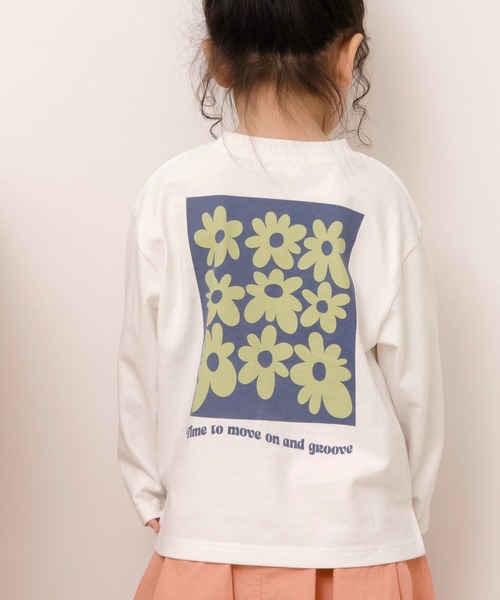 MAKE YOUR DAY(メイクユアデイ)の「レトロフラワープリントファミリー長袖Tシャツ■80~140cm(Tシャツ/カットソー・キッズ・ブラウン/オフホワイト・80/90/100/110/120/130/140)」の8枚目の写真