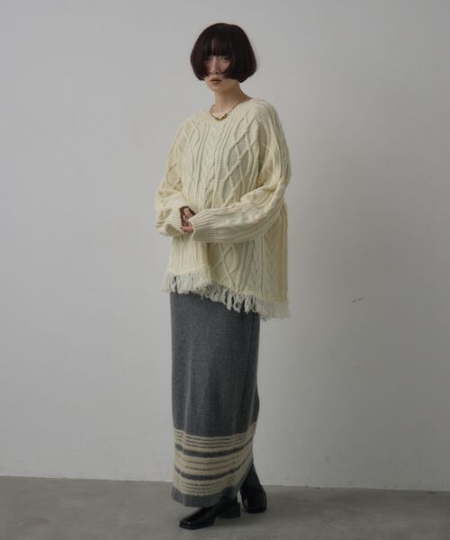 kivi（キヴィ）の「裾ボーダースカート（スカート・レディース・ブラウン/ブラック/チャコールグレー・FREE）」の18枚目の写真