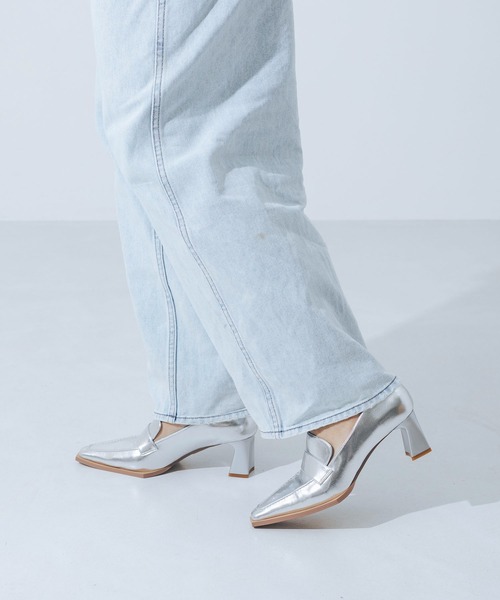 EVOL（イーボル）の「【ふかふか・クッション入り】6cmヒールローファー CA23859（ローファー・レディース・ブラック/アイボリー/シルバー・22.0cm/22.5cm/23.0cm/23.5cm/24.0cm/24.5cm/25.0cm）」の12枚目の写真