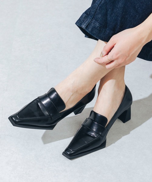 EVOL（イーボル）の「【ふかふか・クッション入り】6cmヒールローファー CA23859（ローファー・レディース・ブラック/アイボリー/シルバー・22.0cm/22.5cm/23.0cm/23.5cm/24.0cm/24.5cm/25.0cm）」の4枚目の写真