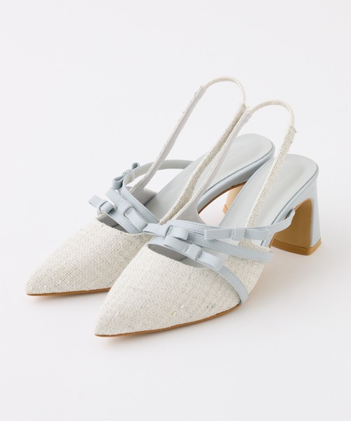 one after another NICE CLAUP(ワンアフターアナザーナイスクラップ)の「リボンミュールサンダル(サンダル・レディース・サックスブルー・L/M/S)」の1枚目の写真