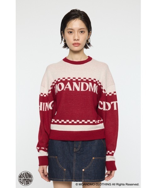 MOUSSY(マウジー)の「MOANDMO JACQUARD セーター(ニット/セーター・レディース・ネイビー/マジェンタ・FREE)」の3枚目の写真