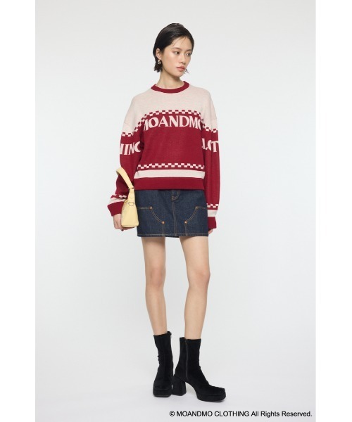MOUSSY(マウジー)の「MOANDMO JACQUARD セーター(ニット/セーター・レディース・ネイビー/マジェンタ・FREE)」の4枚目の写真