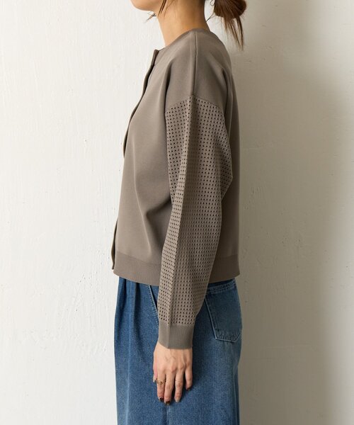 Jena espace merveilleux(ジェナ エスパスメルヴェイユ)の「ビハイ袖メッシュ2WAYカーディガン(カーディガン/ボレロ・レディース・パープル/グレー/オフホワイト/ブルー・FREE)」の5枚目の写真