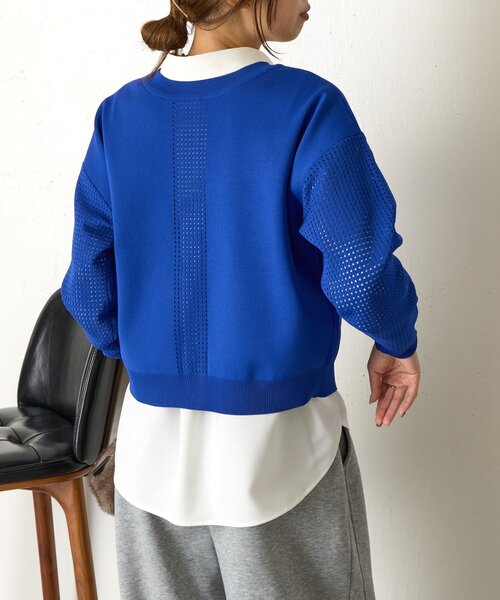 Jena espace merveilleux(ジェナ エスパスメルヴェイユ)の「ビハイ袖メッシュ2WAYカーディガン(カーディガン/ボレロ・レディース・パープル/グレー/オフホワイト/ブルー・FREE)」の6枚目の写真