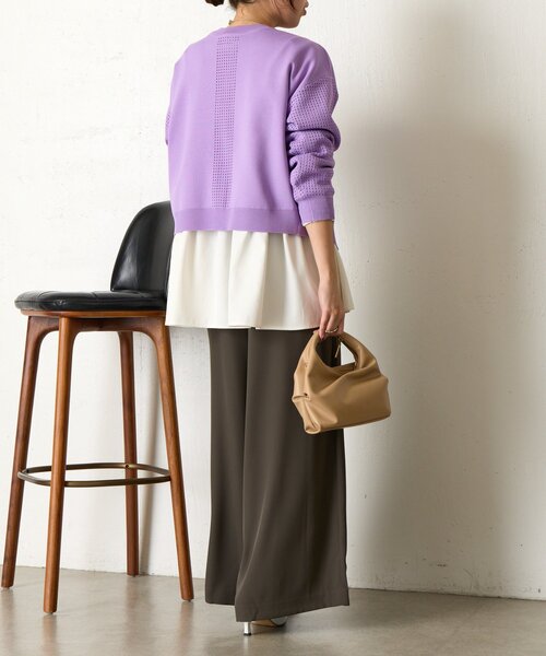 Jena espace merveilleux(ジェナ エスパスメルヴェイユ)の「ビハイ袖メッシュ2WAYカーディガン(カーディガン/ボレロ・レディース・パープル/グレー/オフホワイト/ブルー・FREE)」の11枚目の写真