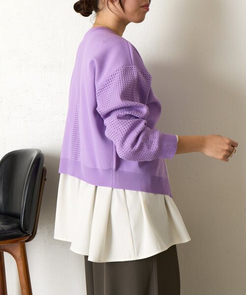 Jena espace merveilleux(ジェナ エスパスメルヴェイユ)の「ビハイ袖メッシュ2WAYカーディガン(カーディガン/ボレロ・レディース・パープル/グレー/オフホワイト/ブルー・FREE)」の16枚目の写真