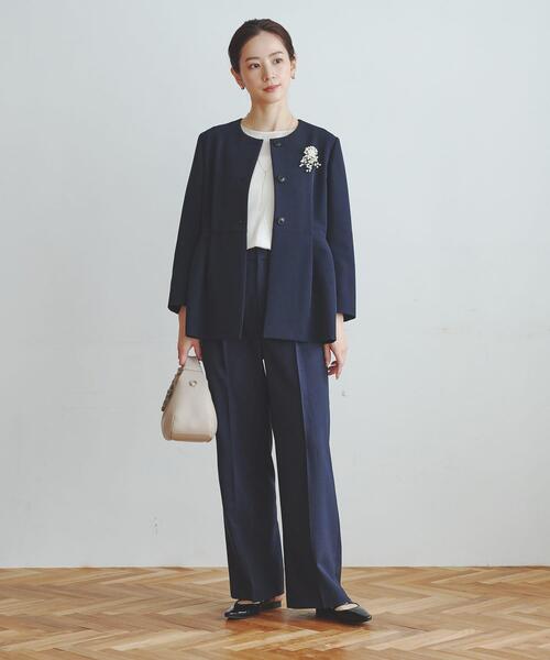 URBAN RESEARCH（アーバンリサーチ）の「ノーカラーペプラムジャケット（ノーカラージャケット・レディース・ネイビー/ブラック・FREE）」の7枚目の写真