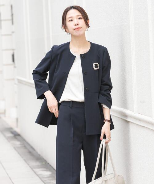 URBAN RESEARCH（アーバンリサーチ）の「ノーカラーペプラムジャケット（ノーカラージャケット・レディース・ネイビー/ブラック・FREE）」の8枚目の写真