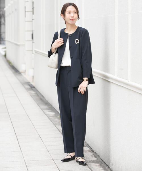 URBAN RESEARCH（アーバンリサーチ）の「ノーカラーペプラムジャケット（ノーカラージャケット・レディース・ネイビー/ブラック・FREE）」の9枚目の写真