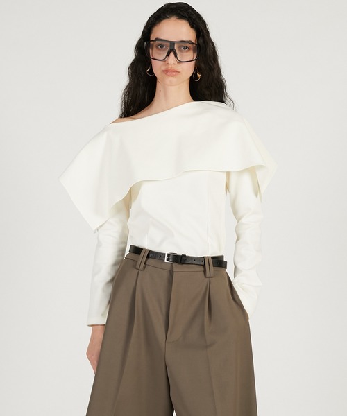 PRANK PROJECT(プランクプロジェクト)の「スリットネックカバートップ / Slit Neck Cover Top(その他トップス・レディース・グレー/ブラック/ホワイト・FREE)」の1枚目の写真