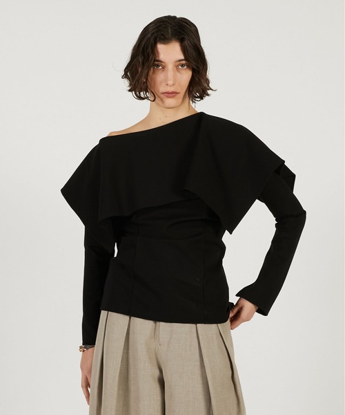 PRANK PROJECT(プランクプロジェクト)の「スリットネックカバートップ / Slit Neck Cover Top(その他トップス・レディース・グレー/ブラック/ホワイト・FREE)」の2枚目の写真