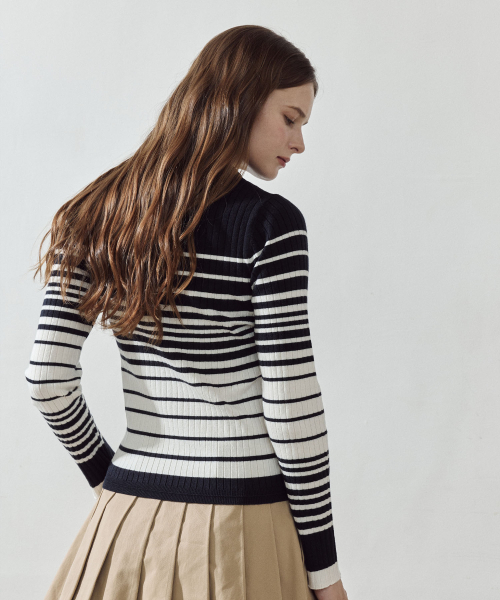 LORDLOAR(ロードロアル)の「スリムストライプリブニット NAVY(ニット/セーター・レディース・その他・SMALL/LARGE/MEDIUM)」の3枚目の写真