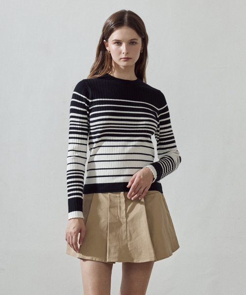 LORDLOAR(ロードロアル)の「スリムストライプリブニット NAVY(ニット/セーター・レディース・その他・SMALL/LARGE/MEDIUM)」の4枚目の写真