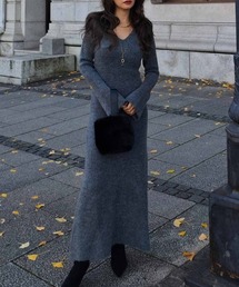 esutoreja（エストレジャ）の「Vネックフレアニットワンピース（ワンピース）」