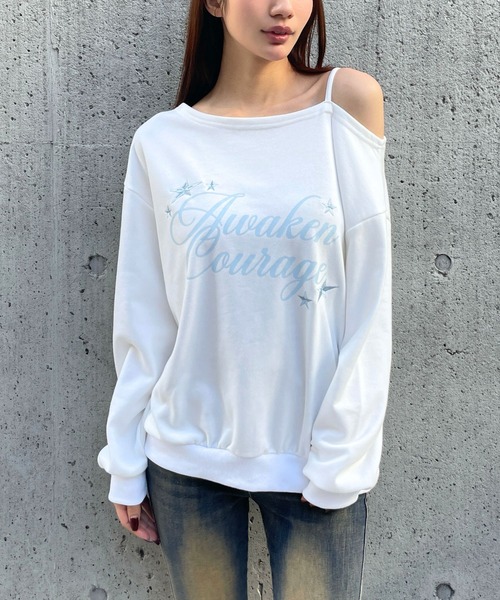 3.3 Field Trip （3.3フィールドトリップ）の「3.3 Field Trip／オフショルロゴプルオーバー（ウラケ）（スウェット・レディース・グレー/アイボリー/ネイビー・FREE）」の3枚目の写真