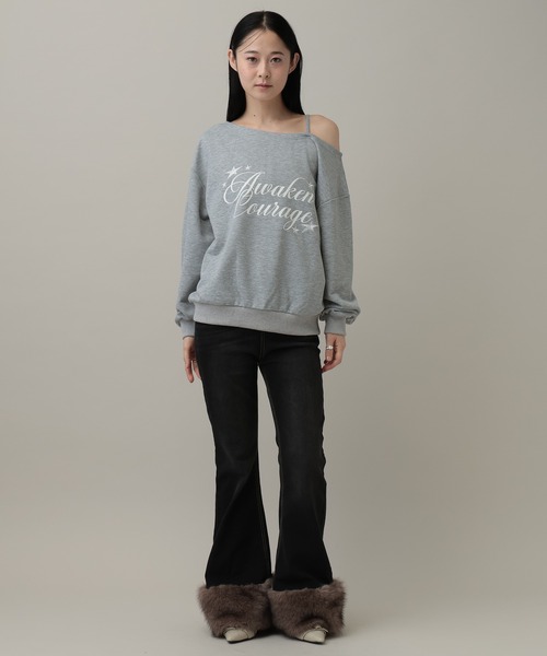 3.3 Field Trip （3.3フィールドトリップ）の「3.3 Field Trip／オフショルロゴプルオーバー（ウラケ）（スウェット・レディース・グレー/アイボリー/ネイビー・FREE）」の4枚目の写真