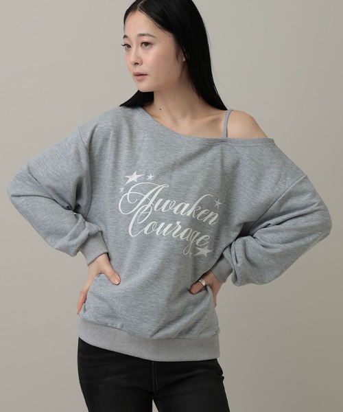 3.3 Field Trip （3.3フィールドトリップ）の「3.3 Field Trip／オフショルロゴプルオーバー（ウラケ）（スウェット・レディース・グレー/アイボリー/ネイビー・FREE）」の7枚目の写真