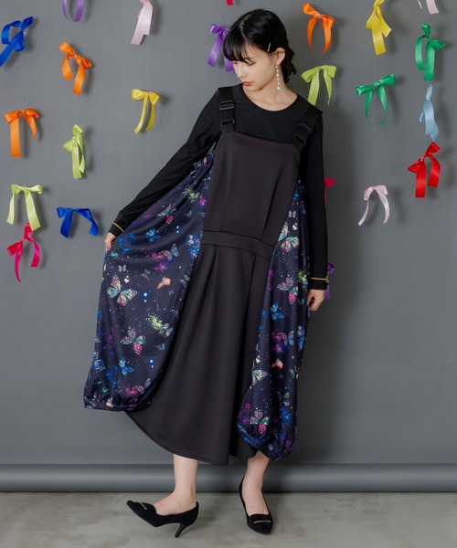 新品タグ付 スカラー　153776：宇宙蝶柄×ジャージ生地 ジャンパースカート 153776：宇宙蝶柄×ジャージ生地 ジャンパースカート