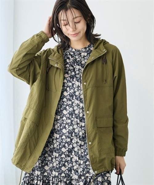 nissen(ニッセン)の「軽tetゆるパーカーブルゾン(はっ水・UVカット・花粉がつきにくい)<大きいサイズ有>(ブルゾン・レディース・アイボリー/カーキ/ネイビー・M/S/3L/LL/L)」の3枚目の写真