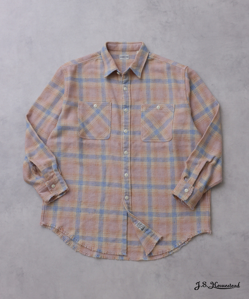 JOURNAL STANDARD J.S HOMESTEAD（ジャーナルスタンダードホームステッド）の「J.S.Homestead / シュレッド ワーク チェック シャツ（シャツ/ブラウス・メンズ・ブラック/ベージュ/ピンク・LARGE/MEDIUM）」の3枚目の写真