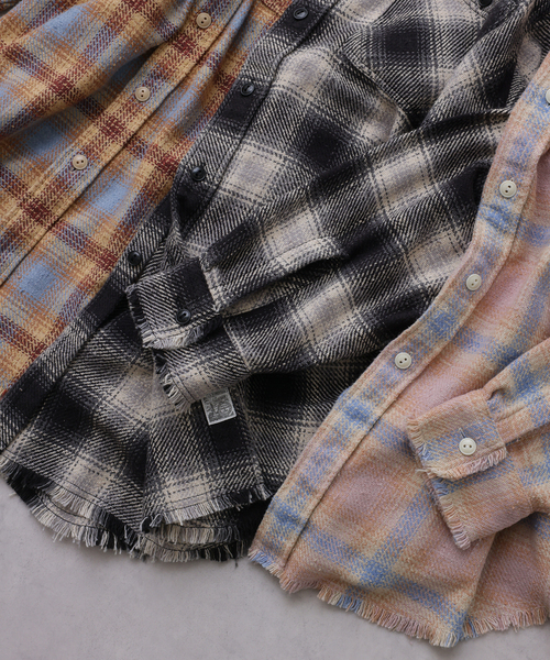 JOURNAL STANDARD J.S HOMESTEAD（ジャーナルスタンダードホームステッド）の「J.S.Homestead / シュレッド ワーク チェック シャツ（シャツ/ブラウス・メンズ・ブラック/ベージュ/ピンク・LARGE/MEDIUM）」の5枚目の写真