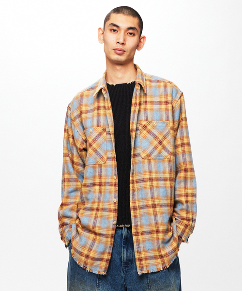 JOURNAL STANDARD J.S HOMESTEAD（ジャーナルスタンダードホームステッド）の「J.S.Homestead / シュレッド ワーク チェック シャツ（シャツ/ブラウス・メンズ・ブラック/ベージュ/ピンク・LARGE/MEDIUM）」の7枚目の写真