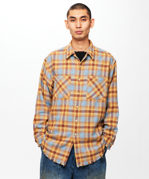 JOURNAL STANDARD J.S HOMESTEAD（ジャーナルスタンダードホームステッド）の「J.S.Homestead / シュレッド ワーク チェック シャツ（シャツ/ブラウス・メンズ・ブラック/ベージュ/ピンク・LARGE/MEDIUM）」の8枚目の写真