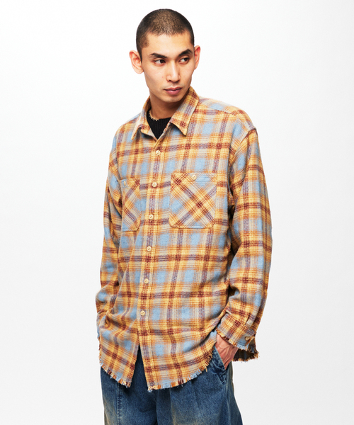 JOURNAL STANDARD J.S HOMESTEAD（ジャーナルスタンダードホームステッド）の「J.S.Homestead / シュレッド ワーク チェック シャツ（シャツ/ブラウス・メンズ・ブラック/ベージュ/ピンク・LARGE/MEDIUM）」の9枚目の写真