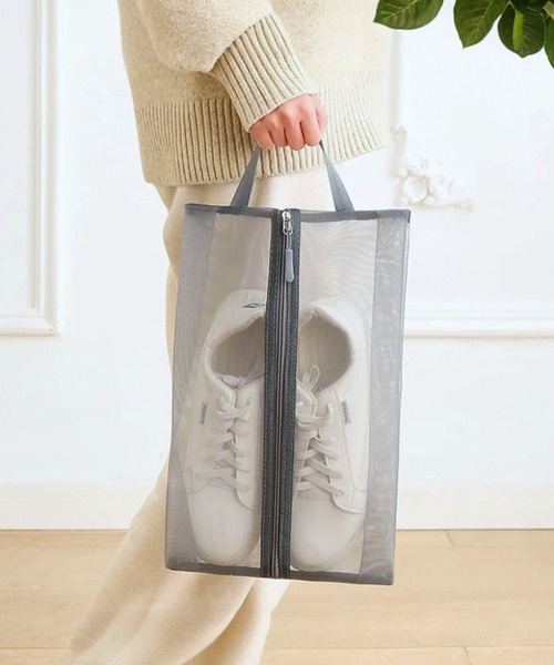 COMON＋（コモンプラス）の「通気性抜群 軽量メッシュ ゴルフシューズバッグ（ゴルフグッズ・メンズ・ホワイト/グレー/ブラック・FREE）」の3枚目の写真