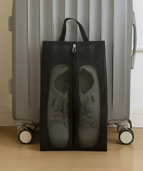 COMON＋（コモンプラス）の「通気性抜群 軽量メッシュ ゴルフシューズバッグ（ゴルフグッズ・メンズ・ホワイト/グレー/ブラック・FREE）」の2枚目の写真