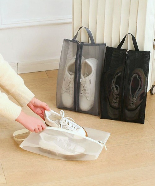 COMON＋（コモンプラス）の「通気性抜群 軽量メッシュ ゴルフシューズバッグ（ゴルフグッズ・メンズ・ホワイト/グレー/ブラック・FREE）」の6枚目の写真