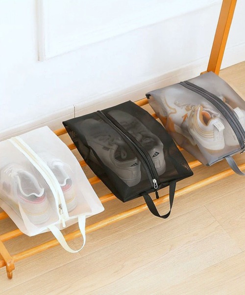 COMON＋（コモンプラス）の「通気性抜群 軽量メッシュ ゴルフシューズバッグ（ゴルフグッズ・メンズ・ホワイト/グレー/ブラック・FREE）」の7枚目の写真