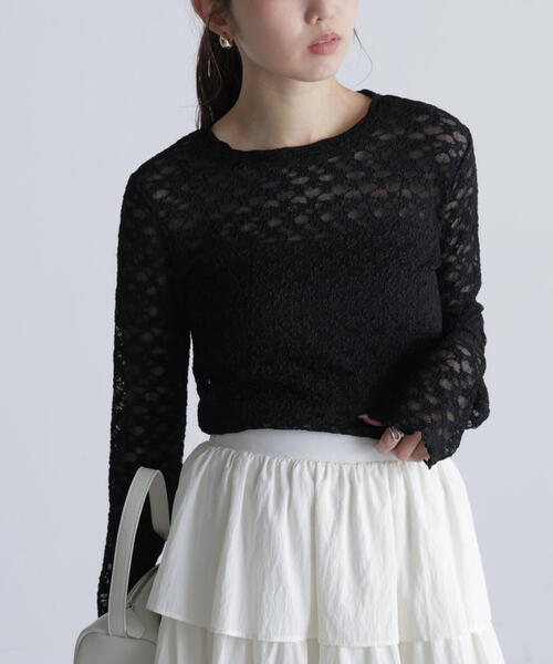 FREE'S MART(フリーズマート)の「◆長袖レースカットソー(Tシャツ/カットソー・レディース・ブラック/ホワイト系その他/ホワイト・FREE)」の7枚目の写真