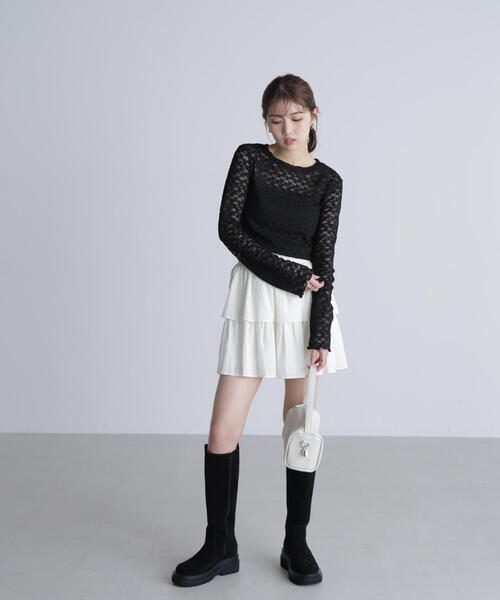 FREE'S MART(フリーズマート)の「◆長袖レースカットソー(Tシャツ/カットソー・レディース・ブラック/ホワイト系その他/ホワイト・FREE)」の9枚目の写真