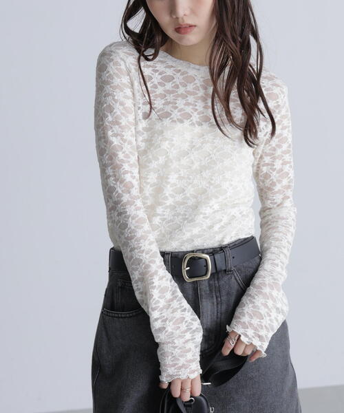 FREE'S MART(フリーズマート)の「◆長袖レースカットソー(Tシャツ/カットソー・レディース・ブラック/ホワイト系その他/ホワイト・FREE)」の16枚目の写真