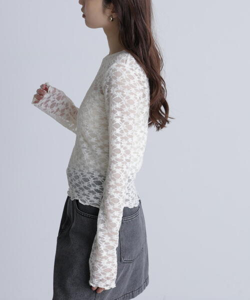 FREE'S MART(フリーズマート)の「◆長袖レースカットソー(Tシャツ/カットソー・レディース・ブラック/ホワイト系その他/ホワイト・FREE)」の22枚目の写真