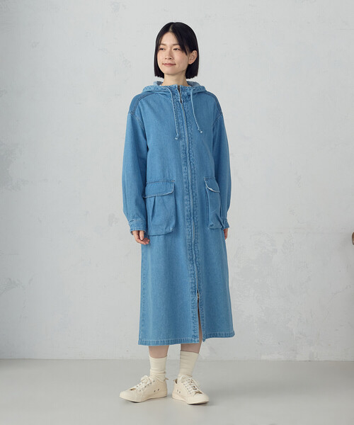 ONIGIRI（オニギリ）の「デニムパーカーワンピース / セットアップ対応（ワンピース・レディース・サックスブルー/グレー・FREE）」の7枚目の写真