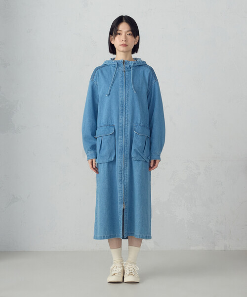 ONIGIRI（オニギリ）の「デニムパーカーワンピース / セットアップ対応（ワンピース・レディース・サックスブルー/グレー・FREE）」の9枚目の写真