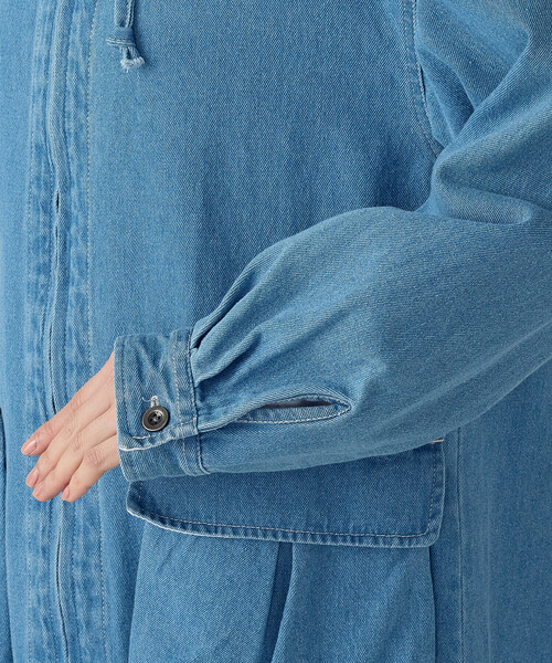 ONIGIRI（オニギリ）の「デニムパーカーワンピース / セットアップ対応（ワンピース・レディース・サックスブルー/グレー・FREE）」の13枚目の写真