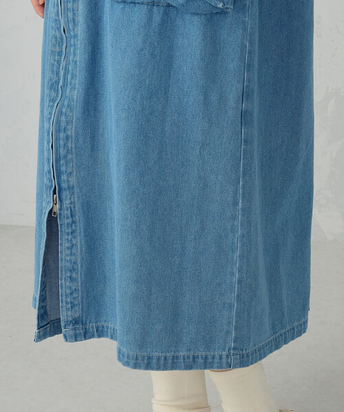 ONIGIRI（オニギリ）の「デニムパーカーワンピース / セットアップ対応（ワンピース・レディース・サックスブルー/グレー・FREE）」の15枚目の写真