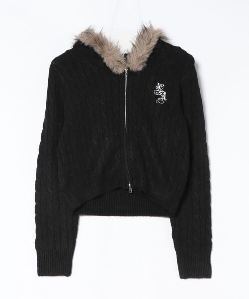 GORGE(ゴージ)の「《ケーブル編み×ファーフード》ダブルZIPニットパーカー/秋冬トップス(パーカー・レディース・グレー/アイボリー/ブラック・F)」の14枚目の写真